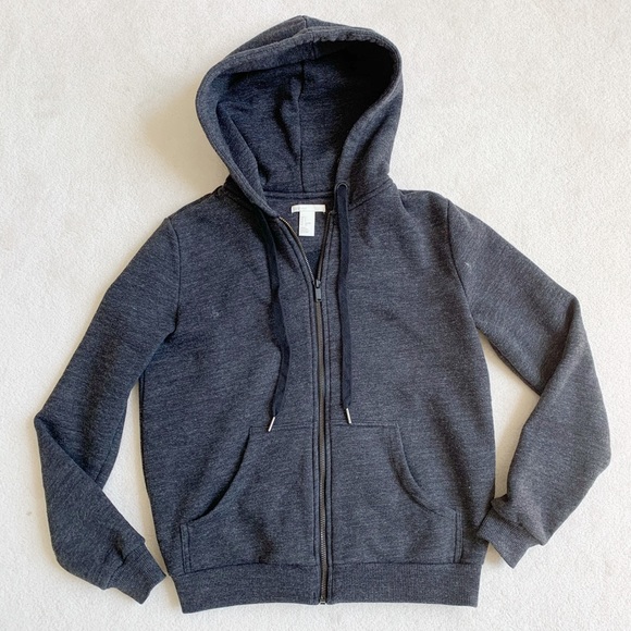 H&M Tops - H&M ZIP Up Hoodie Dark Heather Grey Thick women’s